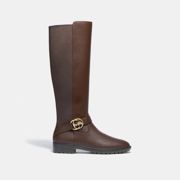 Coach Farrah Walnut Brown Leather Long Riding Boots New In Box - Duplicate - Picture 1 of 16